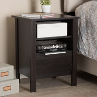 Baxton Studio MH5050-Wenge-NS Hamish Modern and Contemporary Wenge Brown Finished 1-Drawer Nightstand